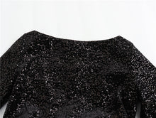 Φόρτωση εικόνας στο εργαλείο προβολής Συλλογής, Μίνι εξώπλατο φόρεμα με παγιέτες, σατέν συνονθύλευμα
