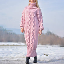 Φόρτωση εικόνας στο εργαλείο προβολής Συλλογής, Μακρυμάνικο μίντι φόρεμα στριφτό πλεκτό μασίφ πουλόβερ
