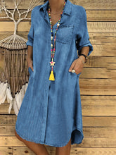 Φόρτωση εικόνας στο εργαλείο προβολής Συλλογής, Casual τζιν φόρεμα με μασίφ πέτο
