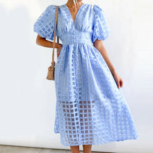Φόρτωση εικόνας στο εργαλείο προβολής Συλλογής, Μίντι φόρεμα με φουσκωτά μανίκια σε εμπριμέ ύφασμα
