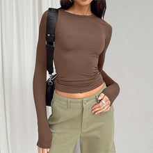 Φόρτωση εικόνας στο εργαλείο προβολής Συλλογής, Γυναικεία μακρυμάνικα μπλουζάκια, στρογγυλή λαιμόκοψη, εφαρμοστά μπλουζάκια
