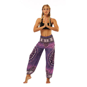 Γυναικείο παντελόνι χαρέμι, ψηλόμεσο boho yoga παντελόνι με τσέπες