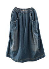 Φόρτωση εικόνας στο εργαλείο προβολής Συλλογής, Μπλε Τσέπες Retro Patchwork Φούστες Τζιν
