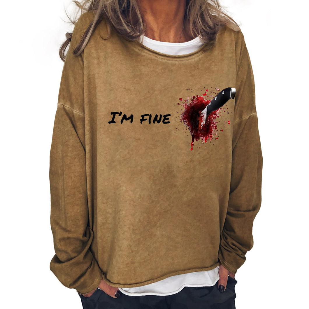 Γυναικείο αποκριάτικο χιούμορ αστείο αιματοβαμμένο μακρυμάνικο μπλουζάκι