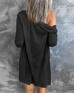 Πλεκτό μονόχρωμο κλασικό πουκάμισο γιακά κανονικό πουλόβερ ζακέτα