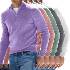Ανδρικό πουλόβερ με φερμουάρ από κασμίρ